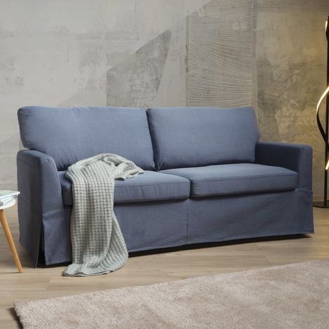 Divano 3 Posti con Braccioli in Tessuto Sfoderabile Blu Sofia - StilProjectStore.com (1/3)