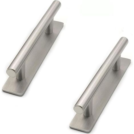 poignee de meuble cuisine acier inoxydable sans perçage lot de 2 poignée meuble salle de bain 150x96mm poignee porte coulissante finition brossée pour placard frigo tiroir armoire balcon fenetre argen (1/5)