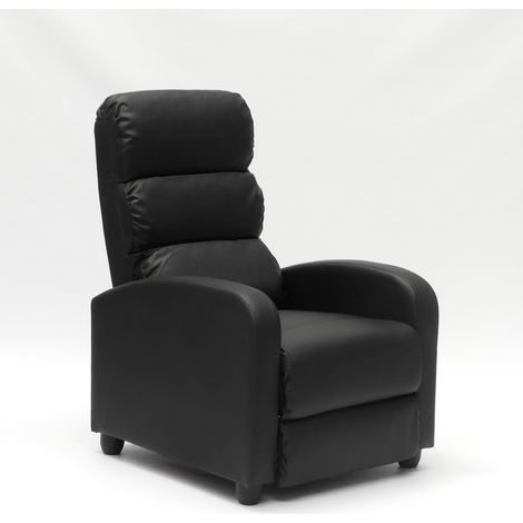 Poltrona relax reclinabile con poggiapiedi in similpelle Alice - Nero