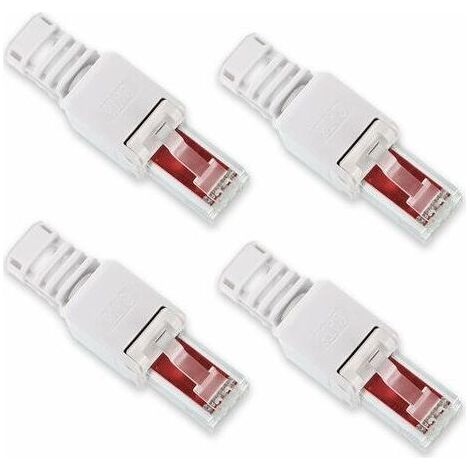 Fiche de câble réseau patch RJ45 Cat6 Cat5 LAN Montage sans outils Fiche à sertir Lot de 4 Connecteur RJ45 CAT6 sans outil (1/4)