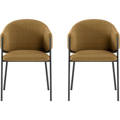 Set 2 Sedie Medea 53x60x78 cm in Tessuto Easy-Clean Bouclé Ocra (1/5)