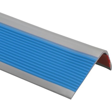 Nez De Marche, 1Mètre (6 x 3 Cm) Protège-Marche Autoadhésif En Vinyle Antidérapant Bordure D'Escalier Étanche Revêtement D'Escalier Pour Sols Intérieurs Et Extérieurs, Bleu (1/5)