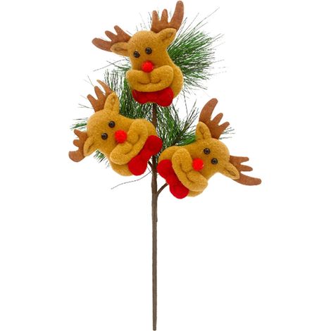 Décoration de Noël Branche de Pin Artificielle A07388 Lot de 3 Renne (1/5)