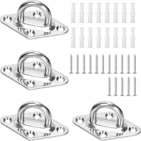 Lot de 4 Crochet M5, Acier Inoxydable 304, Vis Et Ancrage Plastique, Pour Plafond Et Suspension