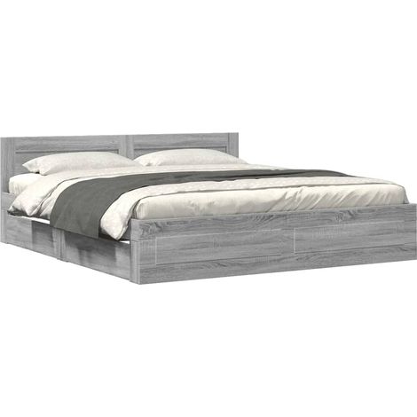 Maison Exclusive - Bettgestell mit Kopfteil Grau Sonoma 200x200cm
