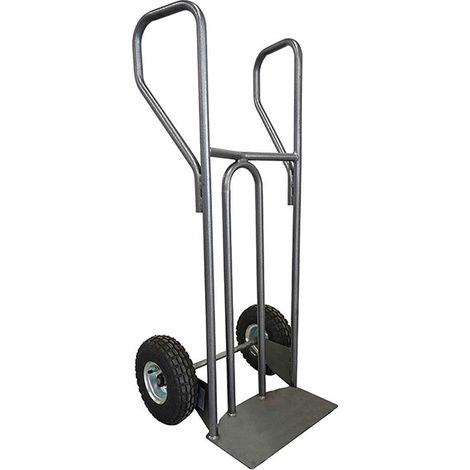 Sackkarre aus Stahl, gebogen, 250 kg Tragkraft - Luftbereifung - DVPF2-RG