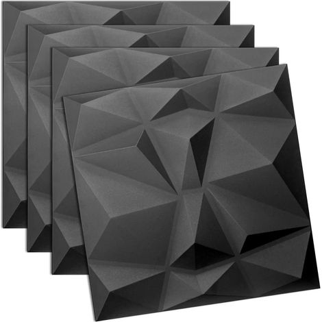 Panneau mural 3D noir en polystyrène 50x50 cm – effet de profondeur – ultra léger – installation rapide sans outils – pour intérieur moderne (1/5)