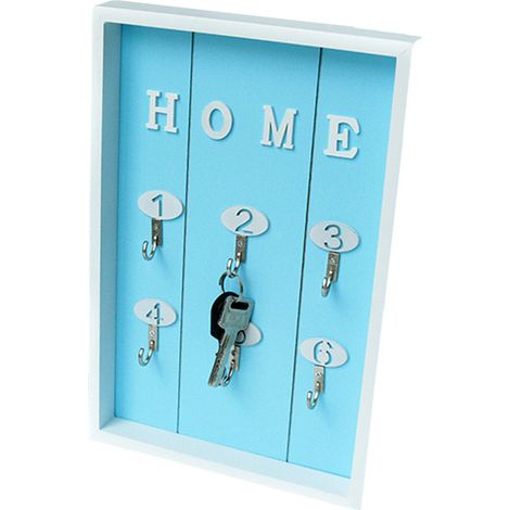 Portachiavi da parete in legno con 6 ganci, grigio - AquaForge