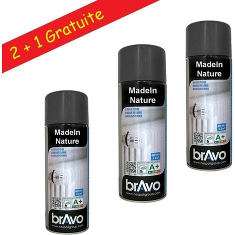 Lot de bombes de peinture, spray Hautes températures ou radiateurs, Intérieur et Extérieur, 400 ml - Radiateur Gris anthracite Ral 7016 - Lot de 3. (1/5)