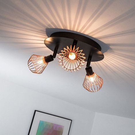 Plafonnier à 3 lampes, luminaire de cuisine, douille G9, plafonnier métallique rotatif multidirectionnel, style ferme, couloir, restaurant, plafonnier plat. (1/5)