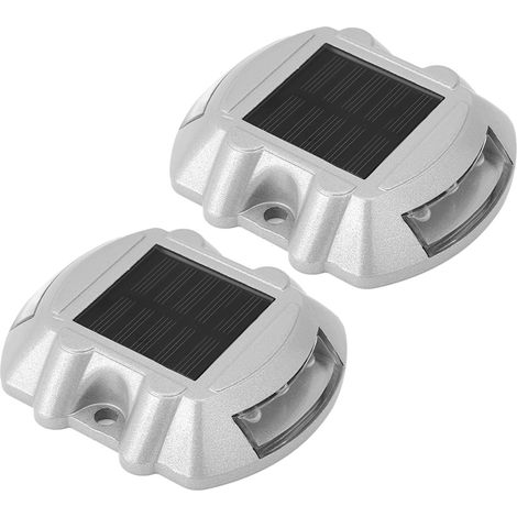 Lot de 2 bornes lumineuses solaires à 6 LED pour allées, jardins, pelouses, terrasses et chemins extérieurs, étanches