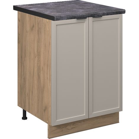 Meuble bas de cuisine Fame-Line, GrisBeige, 60 cm, PT Anthracite, Vicco