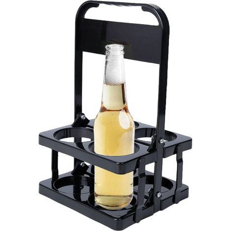 Porte-bouteilles pliable, panier à boissons en plastique, 33 x 20 x 18 cm, peut contenir 4 bouteilles, pour le transport et le stockage sécurisés de la bière. (1/5)