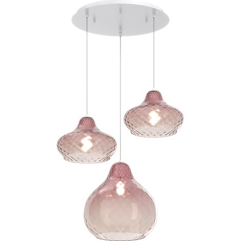 Lampadario Contemporaneo Dress Metallo Bianco Vetro Ruggine 3 Luci E27