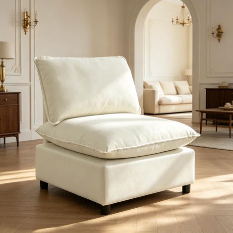 Fauteuil club moderne une place, assise spacieuse avec coussins rembourrés, non inclinable, dimensions 146 x 85 x 78 cm, design contemporain pour salon. (1/5)