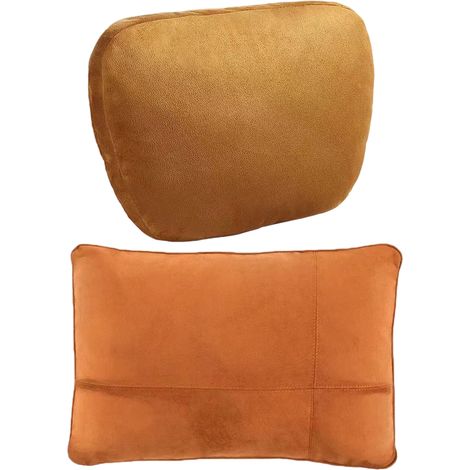 Ensemble d'oreillers pour appui-tête et soutien lombaire, oreiller d'appui-tête ultra doux avec soutien lombaire, revêtement en suédine, rembourrage en coton PP (marron) de style Maybach Classe S (1/5)