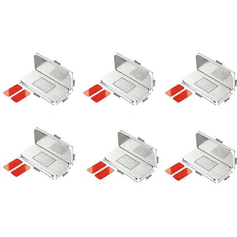 Loquet magnétique invisible sans perçage en acier inoxydable, couleur argent, lot de 6, pour tiroirs et portes coulissantes ( ) (1/5)