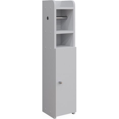 Armadietto per carta igienica Fynn, Bianco, 17.6 x 82.2 cm con 1 porta, Vicco