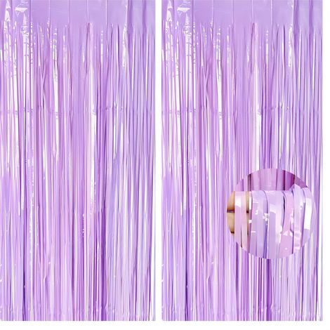 Rideaux à franges macaron lilas, lot de 2, 1m×2m, fond décoratif pastel pour anniversaire, remise de diplôme, Halloween (1/5)