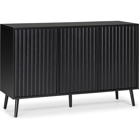 Vs Venta-Stock – Buffet Lluvia 3 portes noir – Mélamine haute qualité – Dimensions : 120x40x76 cm – Finition sciée sans poignées