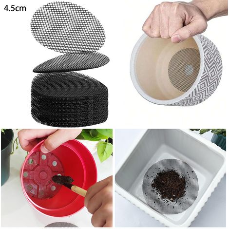 Tampon de maille de trou de Pot de fleur de 50 pièces, écrans de trou de Drainage de Pot de plante de 45mm, Anti-perte de sol, maille de tapis (1/5)