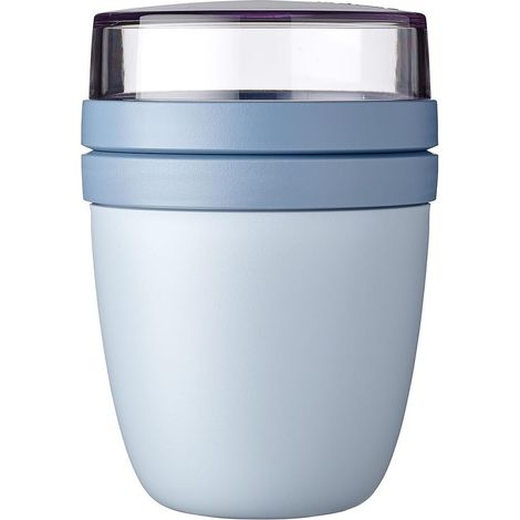 Mepal – Contenitore per il Pranzo Ellipse – Scoparti Separati per Yogurt e Muesli - Adatto per il Freezer, il Microonde e la Lavastoviglie – 500 ml + 200 ml – Nordic Blue (1/4)