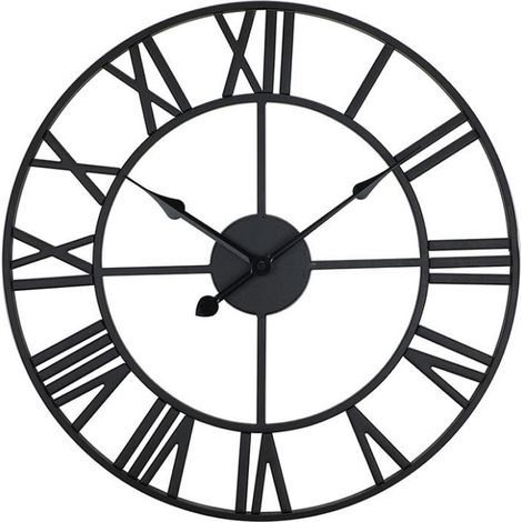 Horloge murale ajourée au design rétro moderne, horloge silencieuse, noire, 40 cm, parfaite pour le salon, la cuisine et le bureau (1/5)