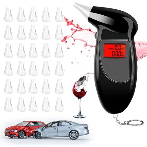 Ethylotest Electronique, Ethylometre avec 30 Embouchures, écran Digital LCD, Alcootest, Testeur d'alcool, Portable, pour Usage Domestique (1/5)