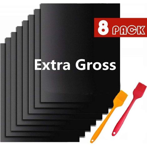 Tapis de barbecue antiadhérent réutilisable 33x40cm – Lot de 8 – Compatible avec charbon, gaz, électrique – Facile à nettoyer (1/5)