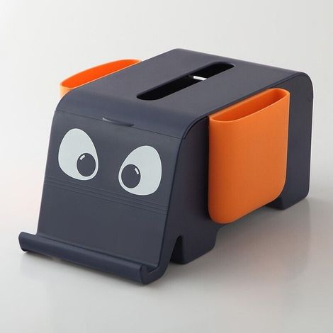 Boîte à mouchoirs, boîte de rangement pour télécommande de dessin animé domestique(Bleu marine)