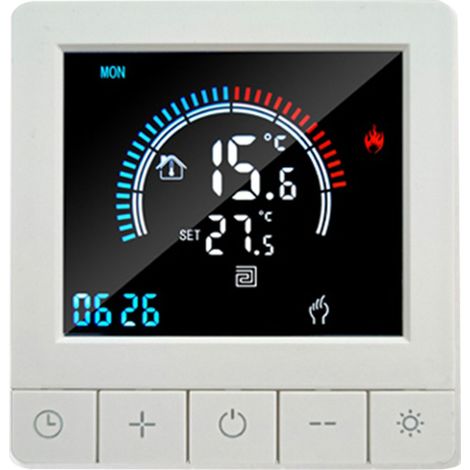 Thermostat de chauffage au sol électrique - écran LCD - programmable - pour maison, bureau, hôtel - verrouillage enfant, capteur NTC (1/5)