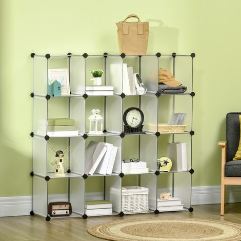 Modulares Regal mit 16 Würfeln 125x32x125 cm Stahl OKMYHOME (1/4)
