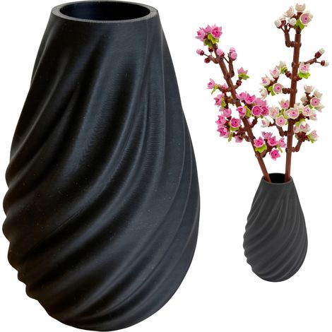 Vaso Lego per fiori, erba artificiale, decorativo, moderno, nero, 14 cm (1/5)