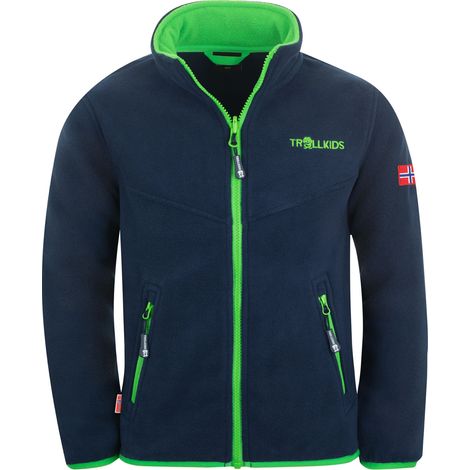 TrollKids Kids Oppdal Jacket XT felpa in pile con cerniera, blu navy (414-100) 110