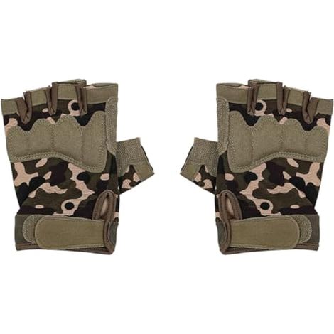 Gants antidérapants pour Hommes Demi-Doigts Gants de Moto rembourrés et Respirants pour Le Cyclisme, la randonnée, l'escalade et Les Sports de Plein air (9,5-10 Pouces) (1/5)