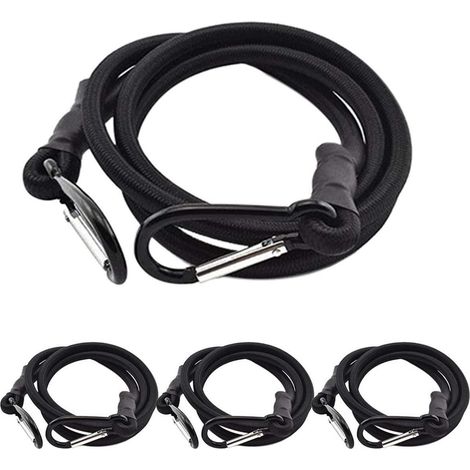 Sangles d'arrimage avec mousqueton lot de 4 100cm Noir pour porte-vélos & bagages