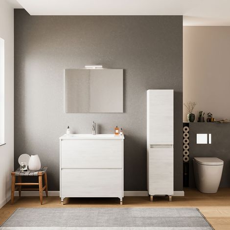 Mobile Bagno Savinidue Lisbona Base Colore Rovere Bianco 80 x 47 x 85 cm