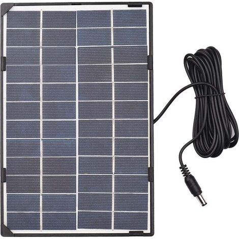 6W 12V Panneau Solaire, Pour Caméra De Sécurité Extérieure Cellule Solaire, Avec Sortie Dc 10Ft Diy Panneau Solaire Imperméable, Pour Lampadaire Jardin Lampe Maison Ventilateur Pompe, Noir (1/5)
