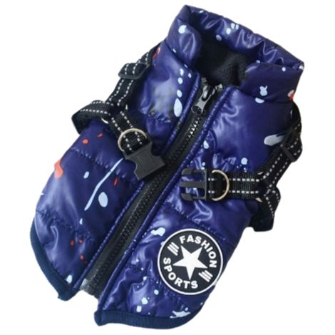 1 Veste pour chien imperméable avec harnais de sécurité éléments réfléchissants fermeture éclair ajustable pour hiver (1/5)