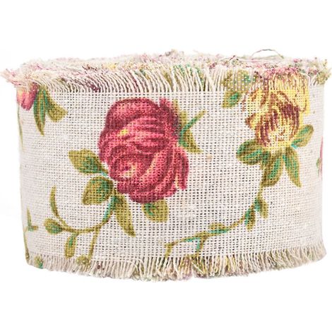 Ruban de jute imprimé à motif de roses à faire soi-même, 10 m (1/5)