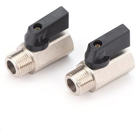 Mini vanne à bille en laiton 3/8 « Male X3/8 »Female NPT Air Compressor Tubing Fitting 2PCS