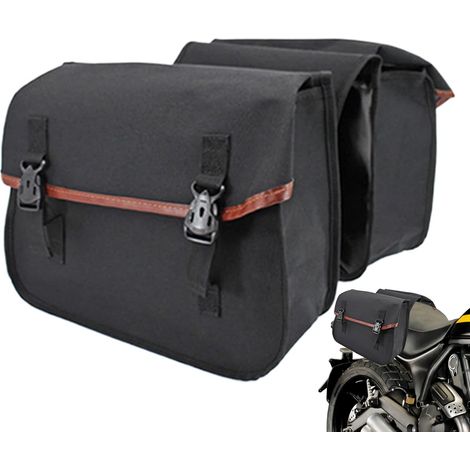 Sacoches de selle - Rangement d'équipement de moto, sac en cuir Ensemble de selle étanche , sangles à boucle et intérieur spacieux pour transporter des outils ou des accessoires sur la route (1/5)