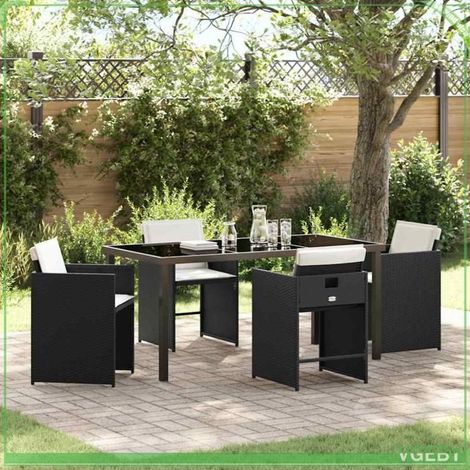 Ensemble de salle à manger pour jardin - FAFEICY - 3379974 - 4 places - Polyrotin anti-UV - Table 160x80 cm (1/5)