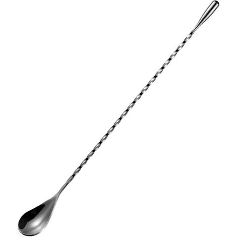 Cuillère à cocktail longue en acier inoxydable torsadée, noir, 30 cm. (1/5)