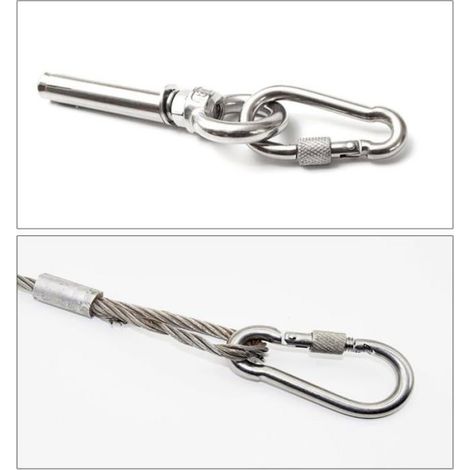 Mousqueton À Vis - Acier Inoxydable 304 - M6 - 60 X 28 5 Mm - Charge 135 Kg - Pour Cordes Chaînes Équipements - 10 Pièces (1/5)