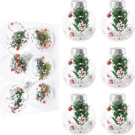 6 boules blanches or Ø6 cm, décoration intérieure/extérieure sapin Noël