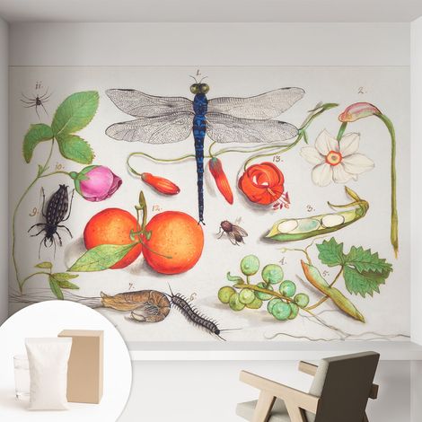 Papier peint intissé décoratif pour salon chambre et cuisine Facile à poser avec colle Illustration naturaliste 152x104 cm (1/5)