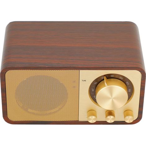 1 Enceinte portable, Bluetooth, design rétro bois, haut-parleurs intégrés, pour café restaurant chambre extérieur