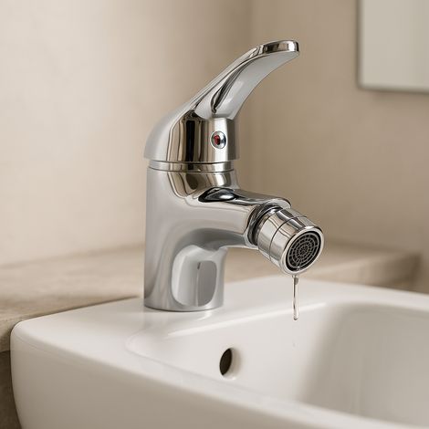 Rubinetto Monoforo Bidet in Ottone Cromato - Miscelatore Monocomando