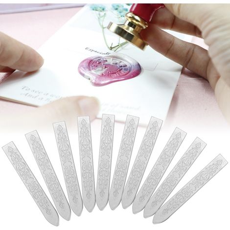 Lot de 10 bâtons de cire à cacheter rétro, motif flèche, sans mèche, accessoires de scellement d'enveloppes (argent) (1/5)